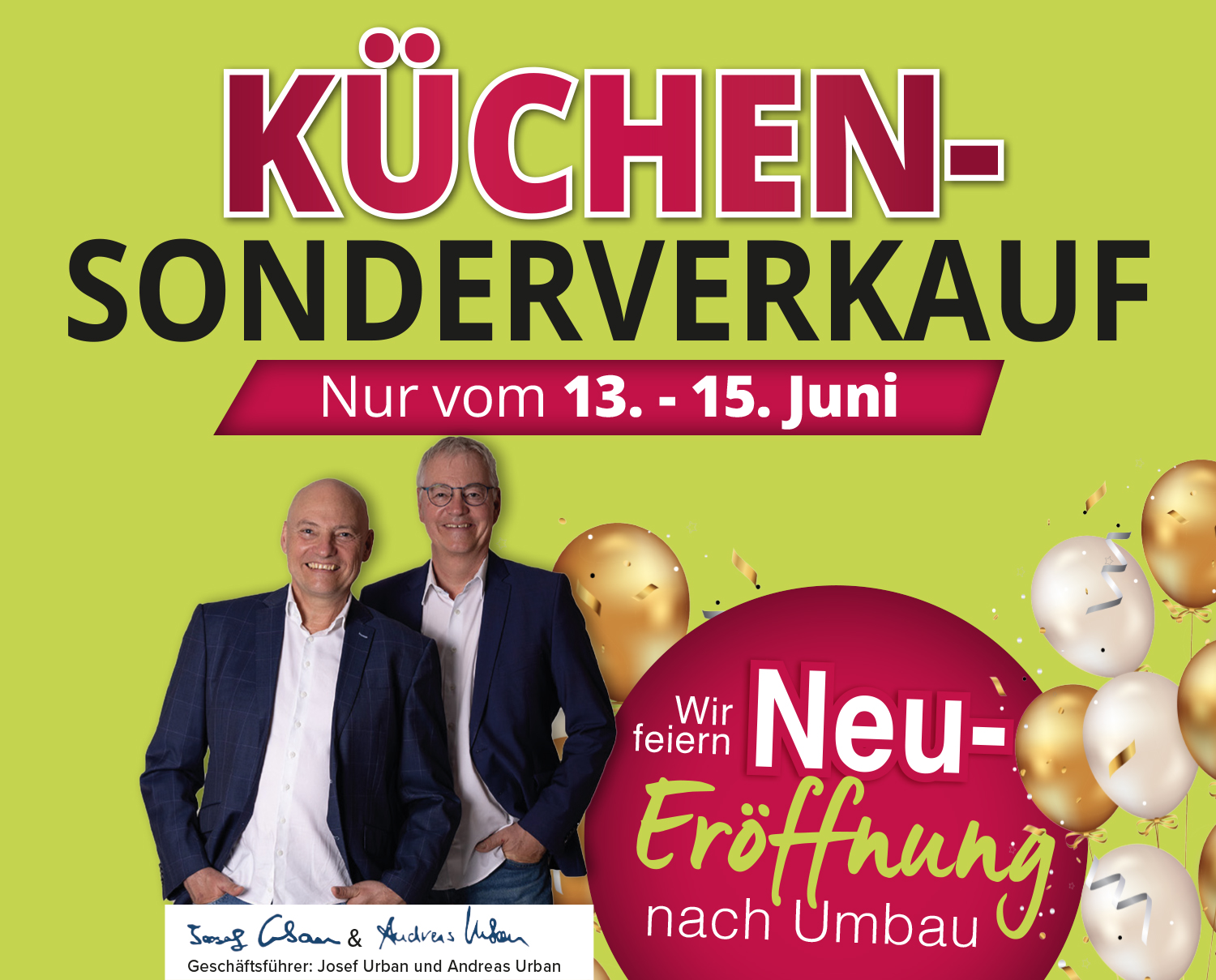 Küchen-Sonderverkauf - nur vom 13. - 15. Juni bei Möbel Urban in Bad Camberg